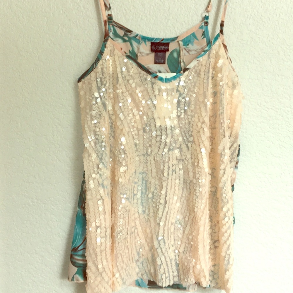 Sequins blush pink tank top